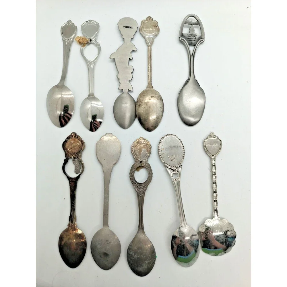 Vintage USA State Souvenir Spoon Lot of 10 – Vegas Texas Arizona Hawaii Iowa